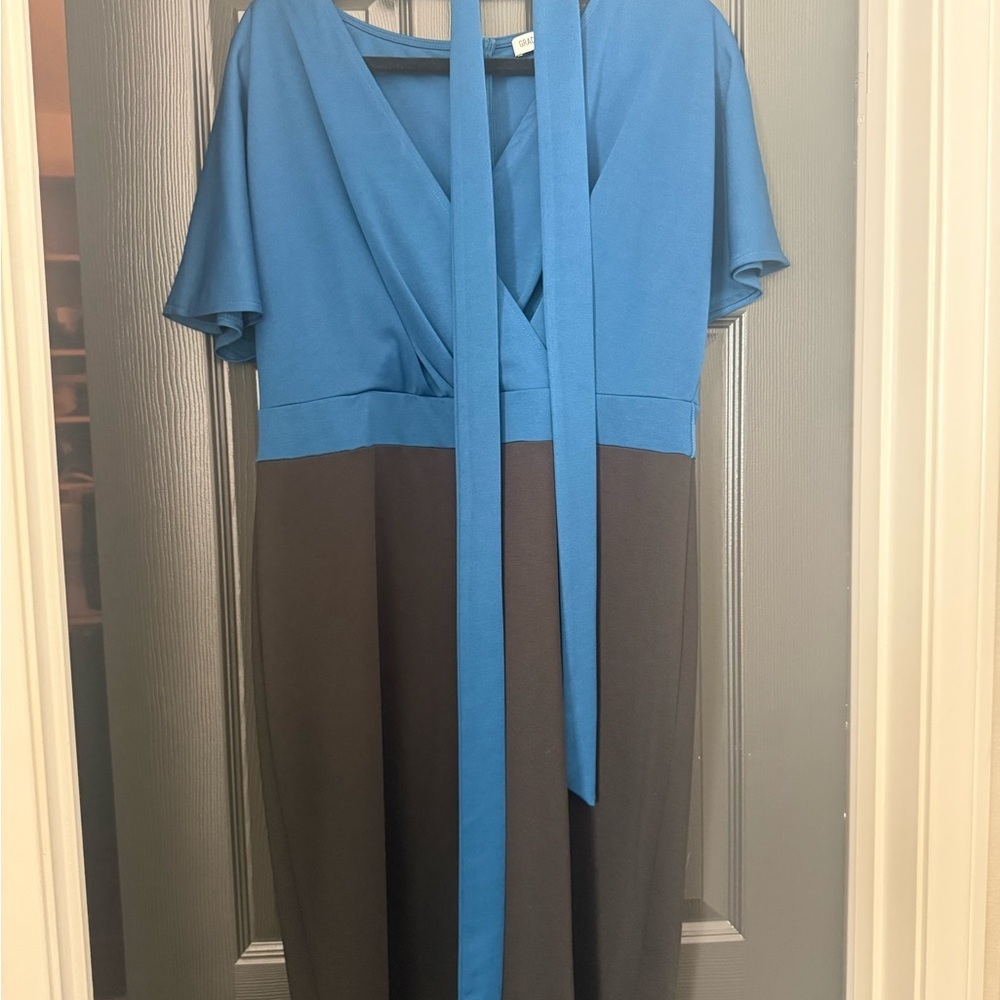 Grace Karin Blue and Black Midi Dress